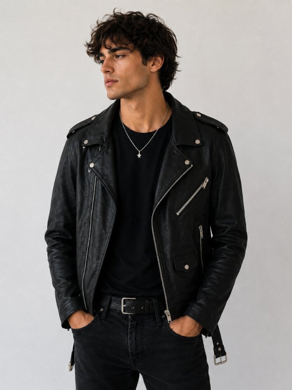 Junk de Luxe Black Leather Jacket Biker Moto Motorcycle Streetwear XXL